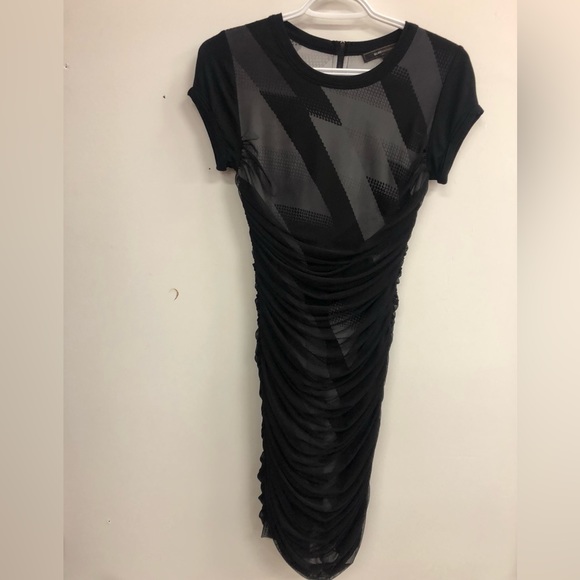 BCBG BLACK-MESH BODYCON DRESS IN SIZE EXTRA SMALL - Picture 1 of 11